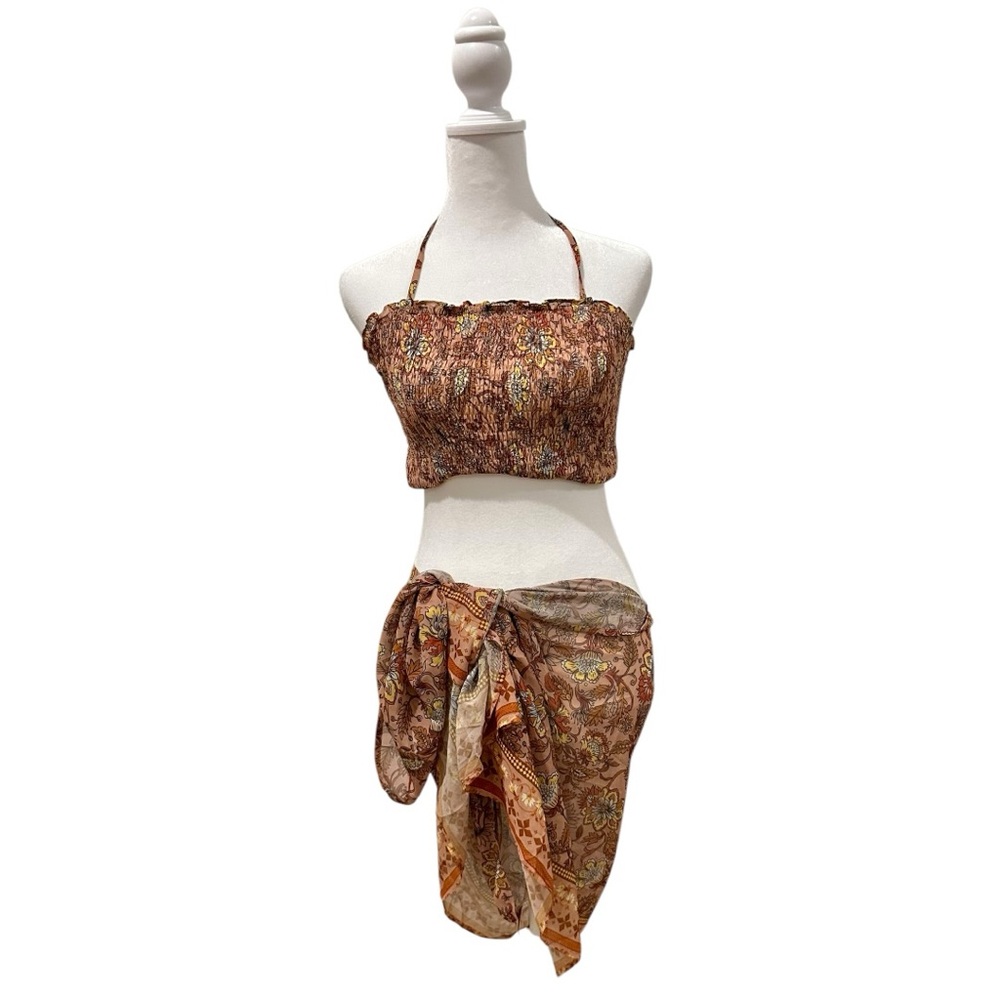 Cupshe Bohemian Brown/Multi  Two-Piece Cover-Up Set NWT Size Medium